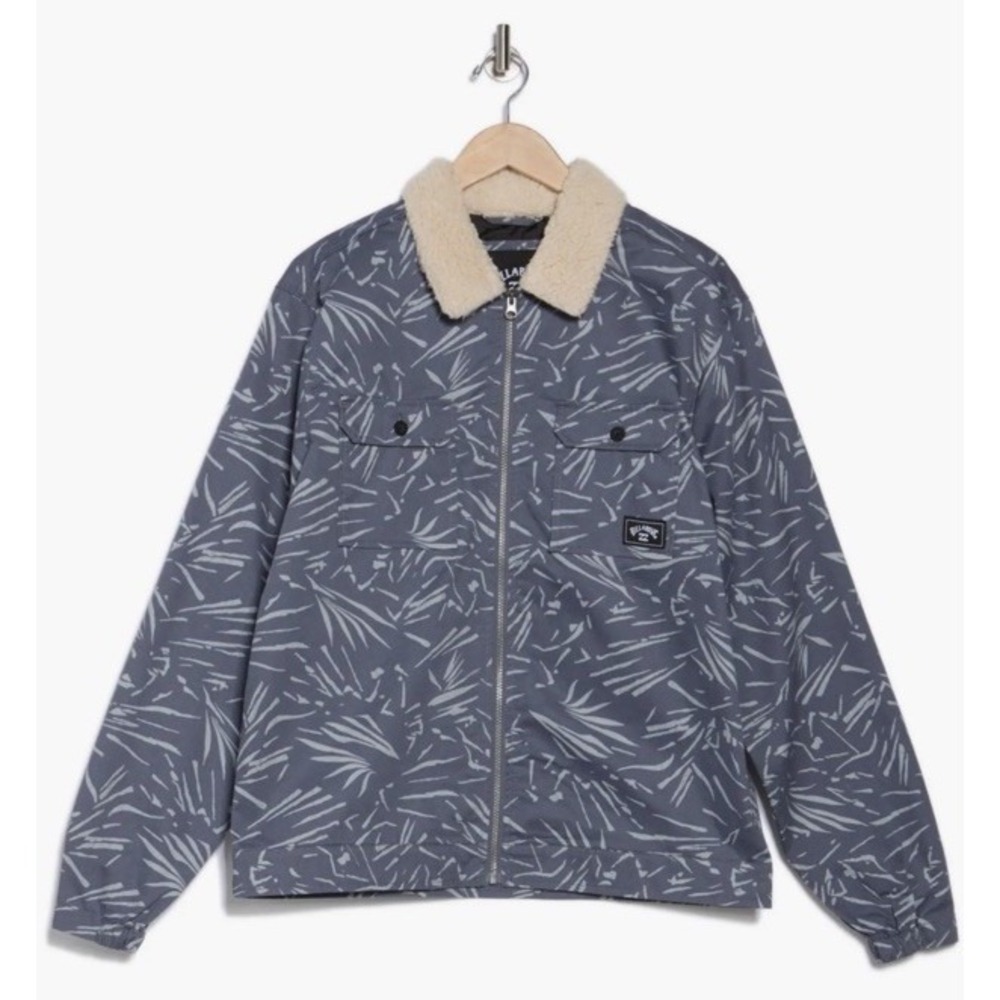 New $140 Billabong Xander Men's Full Zip Jacket Sherpa Collar Den Blue Size XL